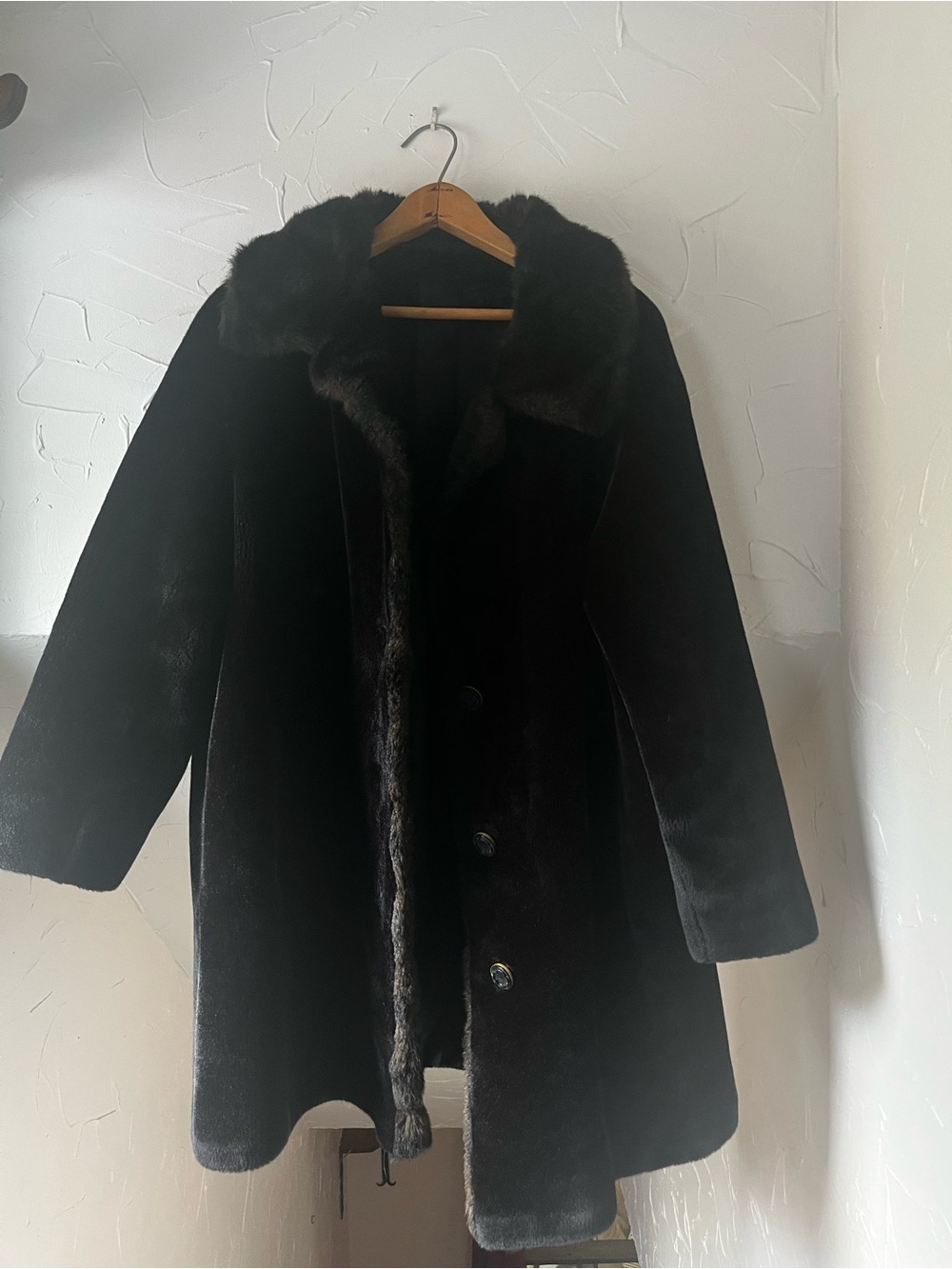 Vintage Women's Black Faux Fur Coat